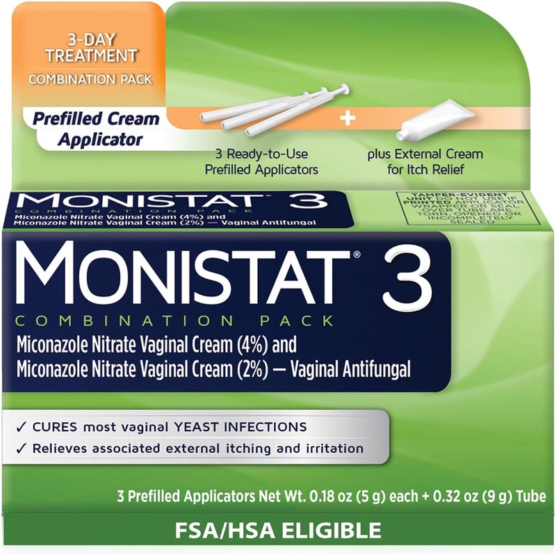 Monistat 3-Day Yeast Infection Treatment with Pre-Filled Cream Applicators and Anti-Itch Cream - Image 1
